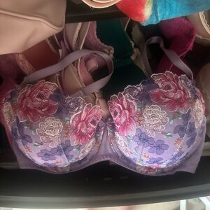 VS Floral Lace Underwire Bra - Purple